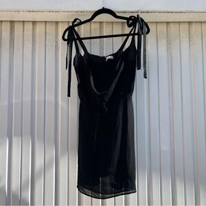 Reformation black sheer chiffon sleeveless mini dress